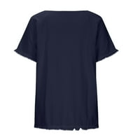 JSAierl ženske pamučne majice kratki rukav plus veličina vrhova elegantnih tiskanih vrata s kratkim majicama prozračne klasične bluze