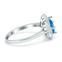 Vintage princeze rezani vjenčani prsten simulirani plavi topaz CZ Sterling srebrna veličina 9