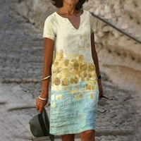 Sunčane haljine za žensku plažu bez rukava na plaži cvjetne casual haljine Maxi haljina, žuta, xxl