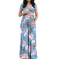 Novogodišnja zapremina zaglede na raspolaganju plus veličina haljina V izrez kratki rukav kaiš za materinsku