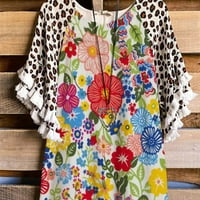 Puntoco ženski vrhovi čišćenje ženske majice Ljetni vrhovi preveliki cvjetni suncokret za ispis bluza