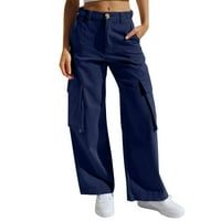 Njshnmn Hlače za žene lagane taktičke planinarske pantalone sa džepovima za žene, plave, m