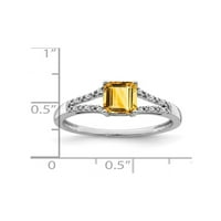 Carat citrinski prsten u 14k bijelo zlato s dijamantima