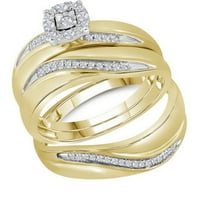 10KT ŽUTO ZLAT STY & HERS Okrugli dijamantski pasijans koji odgovara Bridalno venčani prsten set CTTW