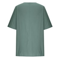 Kakina S T majice za žene plus veličine Ispis kratkih rukava labav gumb Okrugla vrat košulja Solid bluza