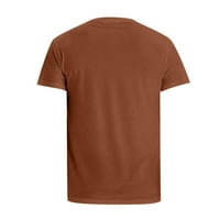 Tking modni mens casual slim fit osnovni kratki rukav modni majica okrugli vrat ljetni vrh - smeđa m