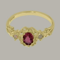 Britanci napravio 9k žuto zlato prirodno ružičasti turmalin i opal ženski prsten trilogiju - Opcije