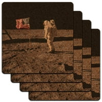 Astronaut mjesec koji slijeti američku zastavu niski profil Cork Coaster set