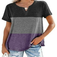 Dame majica V izrez Majica kratki rukav Ljetni vrhovi praznični pulover Bohemian Tee Purple 3xl