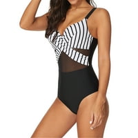 Colisha Womens podstavljen jedan monokini bikini prugasti mesh tenkovi kupaći kostim kupaći kostim kupaći