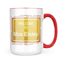 Neonblond žut cestovni znak Dobrodošli u MOS Eisley šalica za poklon za kafu