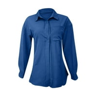 Košulje za žene Modni klasični ovratnik za isključivanje čistog džepa dugih rukava s jednim bluzom