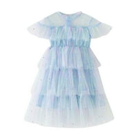 Djevojke toddlere haljine letjeti Star Moon Paillette Princess Haljina Rainbow Tie Dye Dance Party Ruffles haljine odjeću ljetna djevojka odjeća
