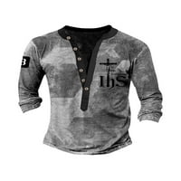 Muška majica 3D digitalna bluza za ispis dugih rukava s majicama Muški modni vrhovi praznični osnovni