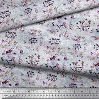 Soimoi ljubičasta pamučna kambrična tkanička listova i Austin Rose cvjetna dekorska tkanina Široka