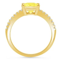 1. CT sjajan princezo simulirani žuti dijamant 14k žuti zlatni pasijans sa accentima prsten sz 4.5