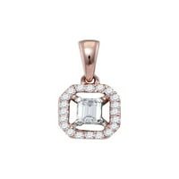 14kt Rose Gold Womens Emerald Diamond Solitaire Privjesak CTTW