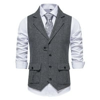 Paiwinds muški prsluk, poslovni prsluk za hiringbone Tweed odijelo, V izrez Tanak Fit Stvari Tuxedo