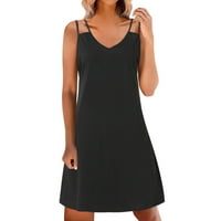 PEDORT Ljetne haljine za ženske haljine s kratkim rukavima na plaži s kratkim rukavima Crna, 3xl