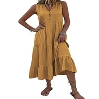 HAITE Women Ljeto Plaže Sundress bez rukava Maxi haljine V izrez duga haljina za odmor Puno boje zelena