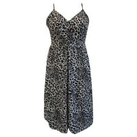 Haljine za žene Ležerne prilike V-izrez Cvjetni preklopi Spagetti Steap duge ljetne haljine, sivi XL