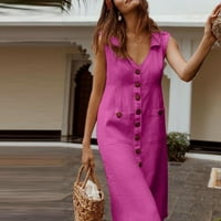 Haljina Moda New Benchmark Himeway Modne žene Solidna boja V-izrez Jednosmjerna haljina Džepna haljina