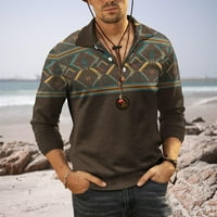 Muška retro košulja s dugim rukavima Hippie T-majice ovratnik dugih rukava Pulover casual plaže bluza