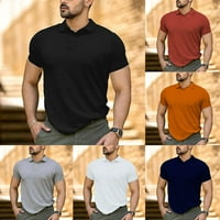 Men Button Up Up kratki rukav Slim Fit Business V izrez Majica Casual T Majica Bluza