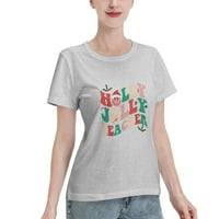 Holly n Jolly Santa Božić osmjejan učitelja Ženska osnovna majica kratkih rukava Siva Medium