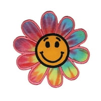 Smiley Face Tie Dye Flower Patch Hippie Smile Happy Empoidered Gvožđe na Aplikaciji