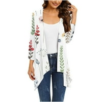 Holloyiver ženski ljetni džemper Ženska 3 4Sleeve modni casual udobnih džepova Tiskarskog kardigan bluza