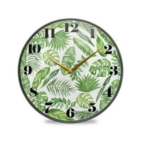 Tropical Palm Monstera Leaf Wall Clock Battery upravljao je tiho nekucavajući satovima za dekor dnevne