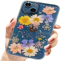 Za iPhone CASE Clotove, Clear Slatko sjaj prešani sušeni dizajn cvijeća Prozirna mekana TPU gumena tanka