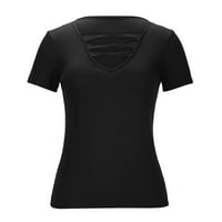 Ženske duboke V-izrez T majice Moda Criss Cross Redbed kratkih rukava Bluze Ljetne casual labave fit