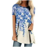 Yyeselk prevelizirani bluze za žene ljetne kratke rukave okrugle majice kratkih vrata modni razbijeni