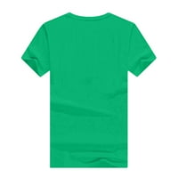Ležerni vrhovi za žene Fit žensku casual majicu kratkih rukava tiskani top sretne dame top zeleni 3xl