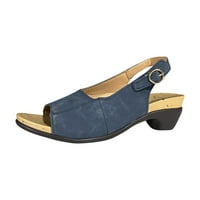 Ženske sandale Udobne elegantne cipele sa niskim kruničkim potpeticama Ljetne guste pete Sandale pumpe kopče Otvori nožni cipele Tamno plava 39