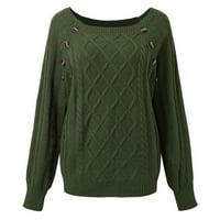 Frehsky džemperi za žene Ženske četvorne greške kabel pletene ležerne duge rukave Ležerne prilike sa