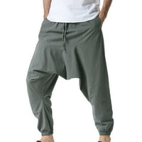 Muškarci Ležerne prilike Ljeto Loosecking Mid Struk Yoga harem hlače sa džepovima Autentična rastezanje