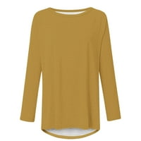 Košulje s dugim rukavima za žene Fall Fashion Plus veličine Solid CrewNeck Tunic Tops Dame Dressy Bluzes