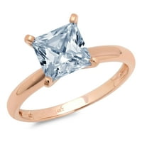 0,5ct princeze rez plavi prirodni akvamarinski 18k Gold Gold Gold Gold Anniverment prsten veličine 7.5
