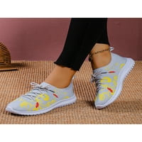 Lacyhop Ženske tenisice čipke stanovi Mrežne cipele za vježbanje na čarapima na čarapiju modni pletenje gornje šetnje cipele sive 7,5