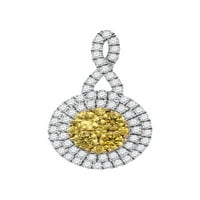 Zlatna zvezda 14kt Bijela zlatna žena okrugla žuti dijamant koncentrični krug okvir klastera privjesak