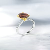 Gem Stone King Srebrna i 10k žuti zlatni prsten Tiger Eye Moissanite