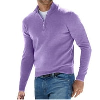 Muška stand up džemper sa ovratnikom Modni vuneni džemper Čvrsti dugi rukavi pleteni pulover Khaki,