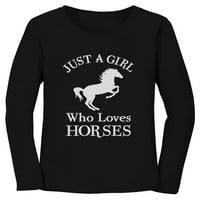 TStars - djevojka koja voli konje ljubitelj za konj naklon ženska majica s dugim rukavima mala crna