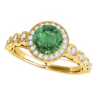 Mauli dragulji za žene 1. karatni dijamant i smaragdni prsten 4-prong 14k žuto zlato