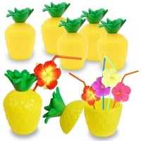 Čaše od ananasa, plastične čaše od ananasa sa poklopcima i slamkama za Havajska zabava, 1pc