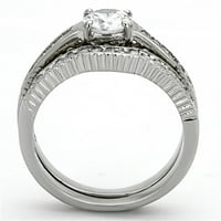 Ženski od nehrđajućih čelika visoki polirani 4,70 CZ bistri set prstena