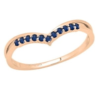 DazzlingRock kolekcija okrugla plavi safir Chevron za vjenčanje za žene u 14K ružino zlato, veličine